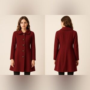 Jungal Vintage‎ Red Harris Tweed Pure New Wool Dress Coat Sz. S/6